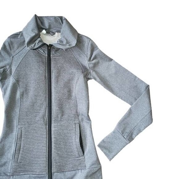 Athleta Women's Size XXS Grey Zip-Up Jacket Pockets Thumb Holes GUC - Picture 6 of 10